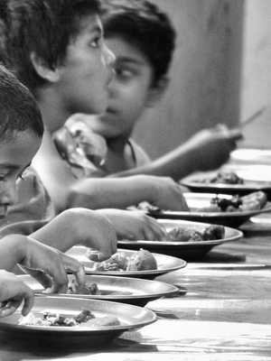 Children eating at orphanage